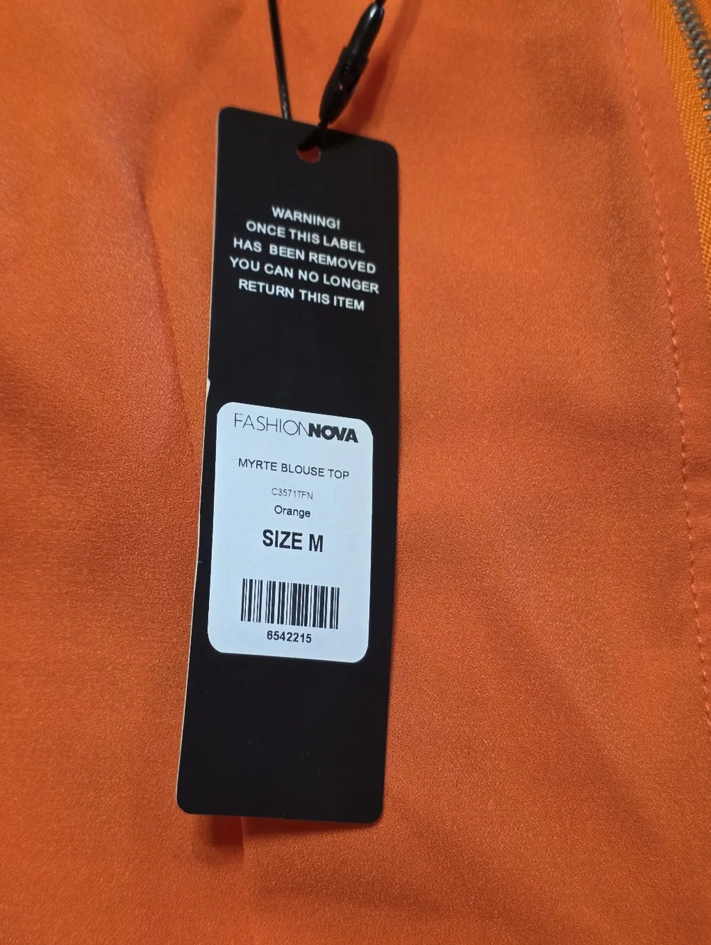 Fashion Nova Myrtie Peasant Top Bodycon Corset Shirt Bright Orange Size Medium